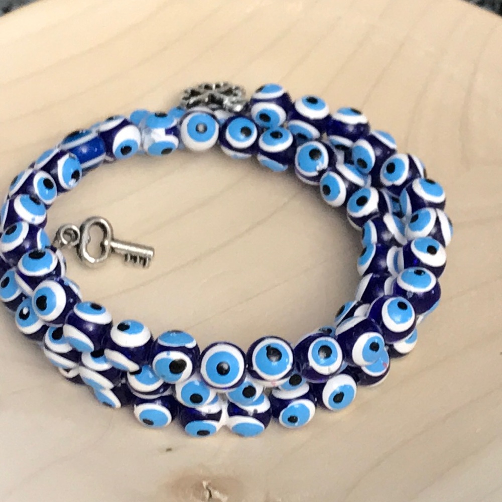 Evil eye coil bracelet